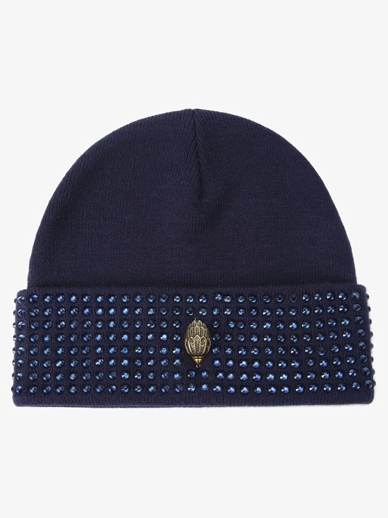Kurt Geiger Accessories - Kurt Geiger London Crystal Cuff Beanie in Navy